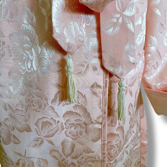 Vintage Victorias Secret Crown Gold Label Robe Medium Large Pink Satin Jacquard - Picture 8 of 12